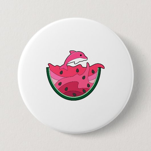 Dolphin with Watermelon Ronde Button 7,6 Cm (Voorkant)