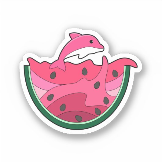 Dolphin with Watermelon Sticker (Voorkant)