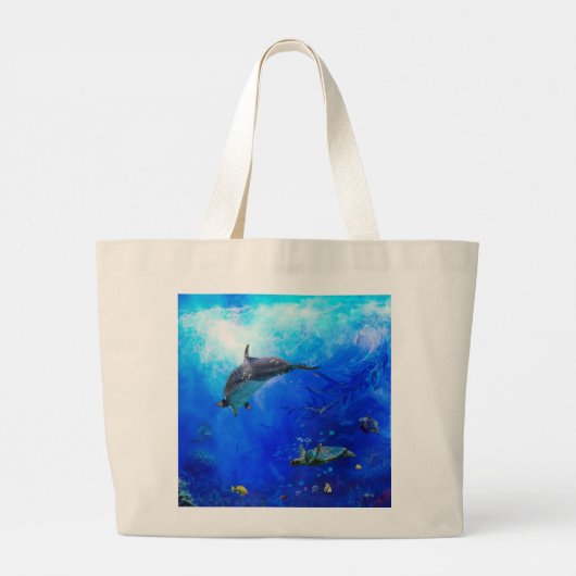 Dolphin World WIND OP WATER Grote Tote Bag (Achterkant)