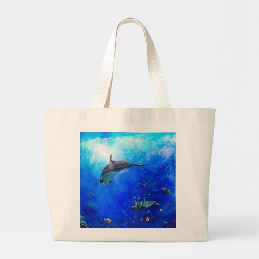 Dolphin World WIND OP WATER Grote Tote Bag (Voorkant)