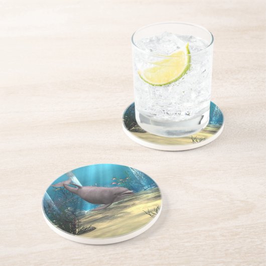 Dolphin Zandsteen Onderzetter (Zijkant)