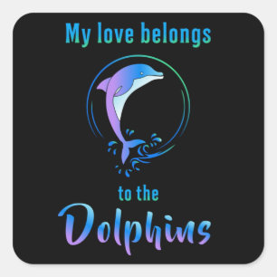 Dolphin Zee Fish Dolphins Animal Ocean Gift Idee Vierkante Sticker