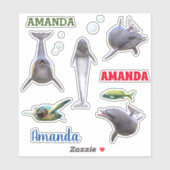Dolphin Zee Life Set Name Monogram Sticker (Vel)