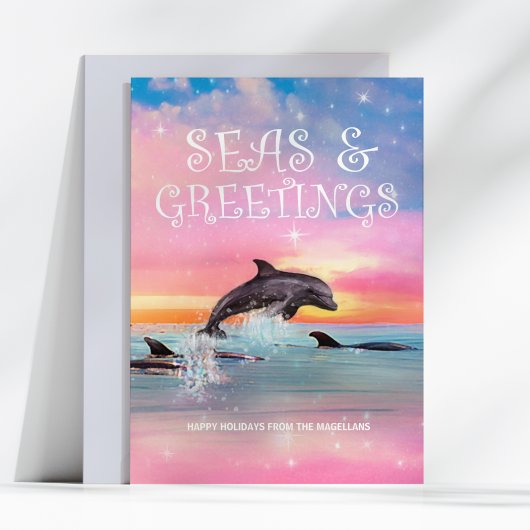 Dolphin-Zeeen en groeten kerstmis Feestdagenkaart