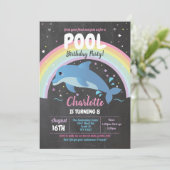 Dolphin Zwembad Feest Verjaardag Strand Drijver Oc Kaart (Staand voorkant)