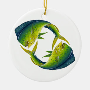 Dolphinfish Duo Ceramic Ornament