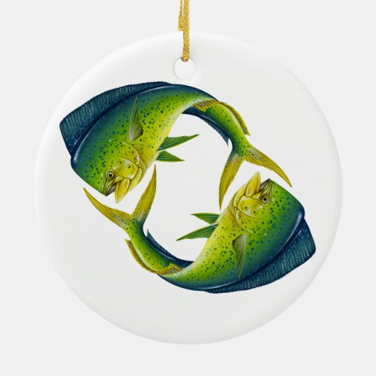Dolphinfish Duo Ceramic Ornament (Achterkant)