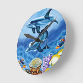 Dolphins and Tropical Fish Art Ronde Klok (Hoek)