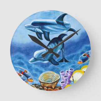 Dolphins and Tropical Fish Art Ronde Klok