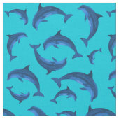 Dolphins Aqua Navy Blue Pattern Stof (Close Up)