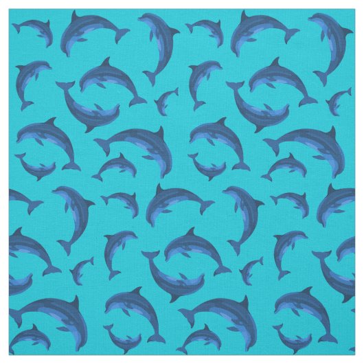 Dolphins Aqua Navy Blue Pattern Stof (Swatch)