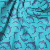 Dolphins Aqua Navy Blue Pattern Stof