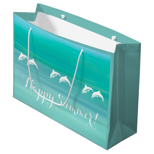 Dolphins aquamarine oceanische zomer groot cadeauzakje (Voorkant Gekanteld)