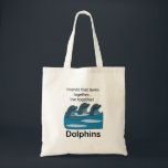 Dolphins Aquatic Animal Friendship  Tote Bag<br><div class="desc">Dolphins Aquatic Animal Friendship Tote Bag originally designed by Nisha Prabhu. The Dolphins Aquatic Animal Friendship Tote Bag features a delightful and eye-catching design celebrating the playful spirit of dolphins and marine life. This spacious tote showcases vibrant illustrations of dolphins swimming gracefully through sparkling waves, symbolizing friendship and harmony with...</div>