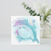 Dolphins Baby shower Invitation Kaart (Staand voorkant)