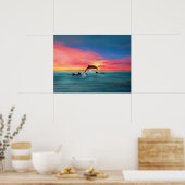 Dolphins Beach Sunset Fantasy Art Poster (Keuken)
