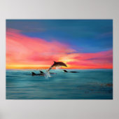 Dolphins Beach Sunset Fantasy Art Poster (Voorkant)