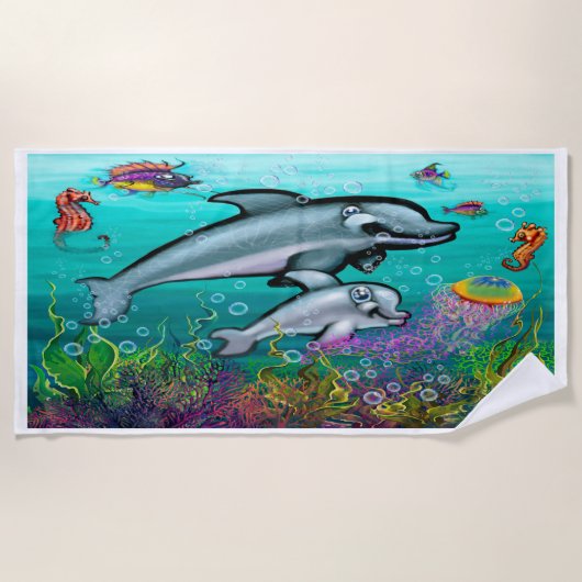 Dolphins Beach Towel Strandlaken (Voorkant)
