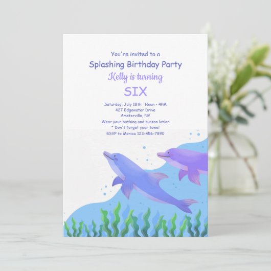 Dolphins Birthday Party Kaart (Staand voorkant)