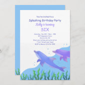 Dolphins Birthday Party Kaart (Voorkant / Achterkant)