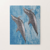 Dolphins Blue Sky White Clouds Natuur Fantasy Legpuzzel (Verticaal)