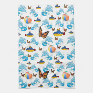 Dolphins Butterfly Kitchen Hand Towel Theedoek