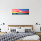 Dolphins die Californische strand zwemmen - Zonnes Canvas Afdruk (Insitu (Slaapkamer))