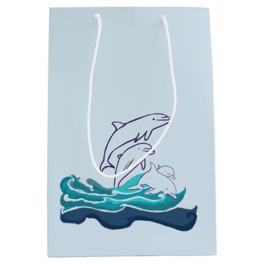 Dolphins Drawing Gift Bag Medium Cadeauzakje (Voorkant)