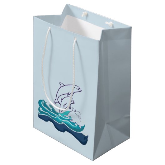 Dolphins Drawing Gift Bag Medium Cadeauzakje (Voorkant Gekanteld)