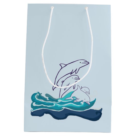 Dolphins Drawing Gift Bag Medium Cadeauzakje (Achterkant)