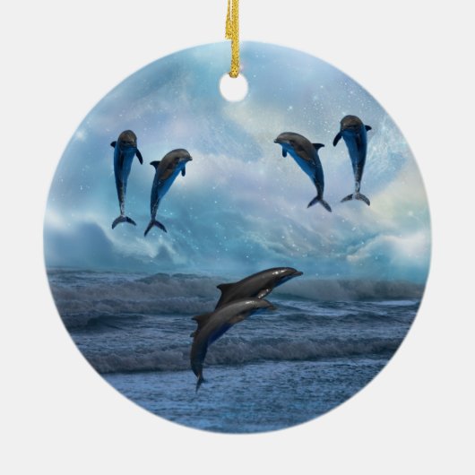 Dolphins fantasy kerstboom keramisch ornament (Achterkant)