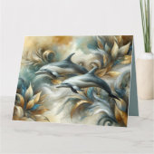 Dolphins Golden Botanical Dreamscape Kaart (Voorkant)