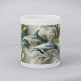 Dolphins Golden Botanical Dreamscape Koffiemok