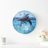 Dolphins in beautiful blue ocean grote klok (Huis)