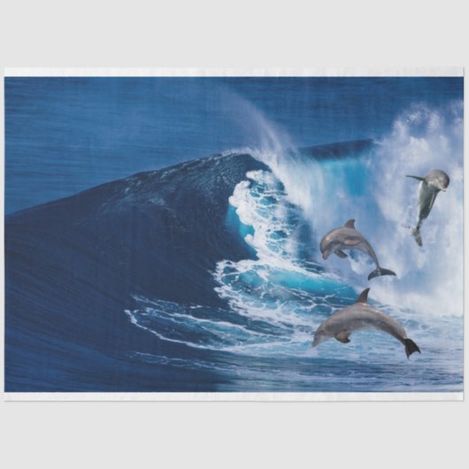 Dolphins Jumping Ocean Wave Decoupage Tissue Paper Tissuepapier (Voorkant)
