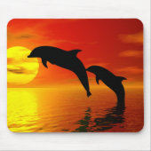 Dolphins Jumping Sunset Mousepad Muismat (Voorkant)