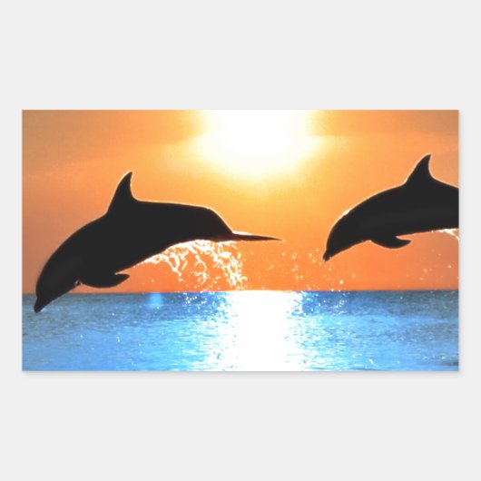 Dolphins Leaping Rechthoekige Sticker (Voorkant)