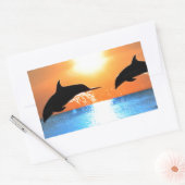 Dolphins Leaping Rechthoekige Sticker (Envelop)