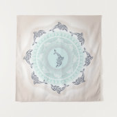 Dolphins Mandala Blue Taupe Coastal Wandkleed (Voorkant (horizontaal))