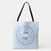 Dolphins Mandala Blue White Maritime Tote Bag (Voorkant)