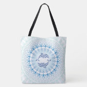 Dolphins Mandala Blue White Maritime Tote Bag (Achterkant)