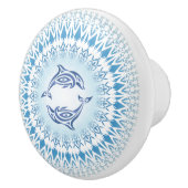 Dolphins Mandala Blue White Nautical Keramische Knop (Rechts)