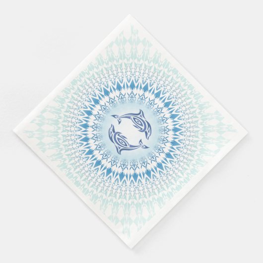 Dolphins Mandala Blue White Servet (Hoek)