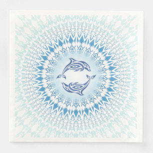 Dolphins Mandala Blue White Servet