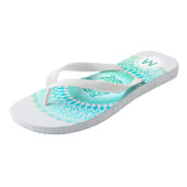 Dolphins Mandala Green White Monogram Teenslippers (Schuin)