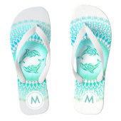 Dolphins Mandala Green White Monogram Teenslippers (Voetbed)