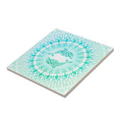 Dolphins Mandala Turquoise Green White Tegeltje (Zijkant)