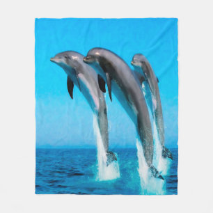 Dolphins Nautical Ocean Fleece Blanket  Deken