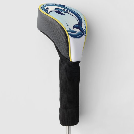 Dolphins ocean's wave luxury leather design golfheadcover (Schuin)