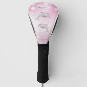 Dolphins Pink Glitter Girly Monogram Golfheadcover (Voorkant)